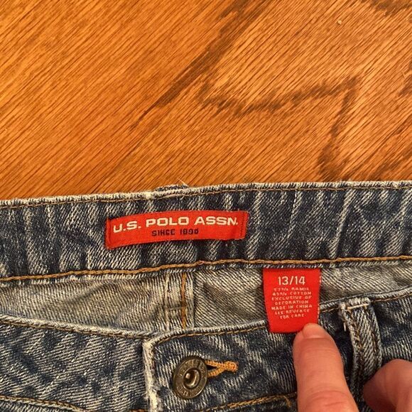 U. S. Polo association size 13/14 jeans, distressed, bellbottom - Picture 4 of 12